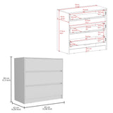 Tuhome Austin Three Drawer Dresser with Smooth Pull-Out Mechanism, Modern Storage Solution for Bedrooms and Small Spaces, Spacious Drawers with Metal Rails and Wide Superior Top for Clothes Organization and Home Essentials