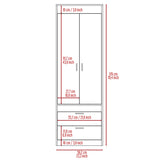 Simone Armoire, Rod, Double Door, Two Drawers, Metal Handles