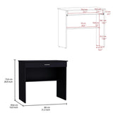 TUHOME Home Writing Desk with Open Storage Top Shelf, Spacious Work Surface, Full-Width Drawer, Compact 31-Inch Computer Desk for Small Spaces, Modern Functional Design for Home Offices, Bedrooms or Study Areas