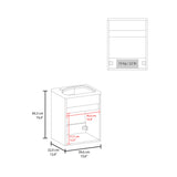 Furman Bathroom Vanity with Single Door and Open Shelf Compact Freestanding Sink Base Cabinet Modern Powder Room Small Space Storage Organizer Guest Bath Essential Furniture