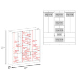 TUHOME Mitu Six Door Armoire Wardrobe with Seven Interior Shelves and One Drawer featuring Hanging Rod for Complete Bedroom Storage Organization Modern Design Spacious Closet for Clothing Organization