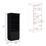 Dundee 70-Inch High Bar Cabinet with 10 Glass Slots, 5 Bottle Cubbies, 3 Open Shelves and Lower Storage Cabinet for Home Bar, Living Room or Dining Room Organization and Beverage Display