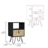 TUHOME Huna Nightstand with Single Drawer, Open Storage Compartment, Spacious Top Surface, Sleek Modern Design with Raised Wooden Legs, Functional Bedroom Side Table for Organizing Nighttime Essentials and Decor