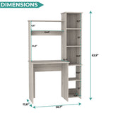 Tuhome Versalles Writing Desk with Two Superior Shelves, Five Side Open Storage Compartments, Space-Saving Modern Workstation Design for Studios and Offices, Ideal for Organization, Books, Accessories and Daily Productivity