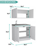 TUHOME Zurich Cabinet Set with Double Door Cabinet, Two Interior Shelves, Spacious Storage and Superior Top Surface for Organized Kitchen Spaces, Freestanding Solution for Home Efficiency and Daily Convenience
