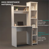 Tuhome Versalles Writing Desk with Two Superior Shelves, Five Side Open Storage Compartments, Space-Saving Modern Workstation Design for Studios and Offices, Ideal for Organization, Books, Accessories and Daily Productivity