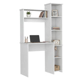 Tuhome Versalles Writing Desk with Two Superior Shelves, Five Side Open Storage Compartments, Space-Saving Modern Workstation Design for Studios and Offices, Ideal for Organization, Books, Accessories and Daily Productivity