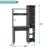 Tuhome Versalles Writing Desk with Two Superior Shelves, Five Side Open Storage Compartments, Space-Saving Modern Workstation Design for Studios and Offices, Ideal for Organization, Books, Accessories and Daily Productivity