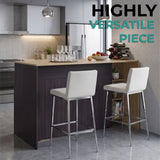 Bari Modern Kitchen Island and Counter Dining Table, Compact Structure with 4 Open Display Shelves, Two-Door Cabinet and, Spacious Dining Countertop