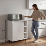 Cesna Microwave Sideboard Cabinet, Cesna Microwave Sideboard Cabinet, Freestanding Compact Kitchen Pantry with Two-Door Cabinet Storage, Three Side Open Shelves and, Appliance Surface
