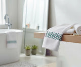Green and White Bath Towels