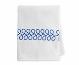 White Cotton Bath Towel with Royal Blue Embroidery