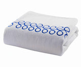 White Cotton Bath Towel with Royal Blue Embroidery