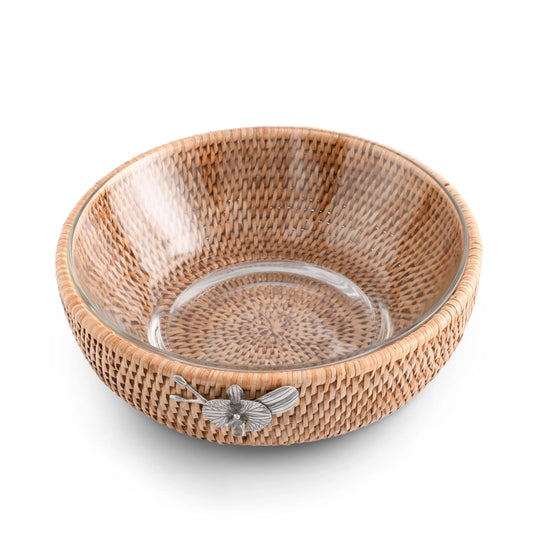 Orchid Hand Woven Wicker Natural Rattan Serving Bowl