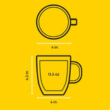 Savor Double Wall Glass Coffee Mugs, 13.5 oz