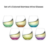 Hue Colored Stemless Wine Glasses, 15 oz
