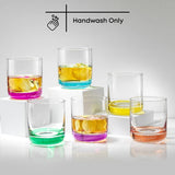 Hue Colored Double Old Fashion Whiskey Glasses, 10 oz