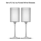 Elle Fluted Red Wine Glasses, 16.5 oz