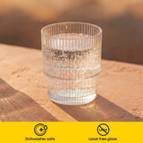 Bloom Ribbed Drinking Glasses, Set of 12