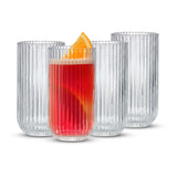 Lotus Ribbed Highball Glasses, 16oz