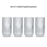 Lotus Ribbed Highball Glasses, 16oz