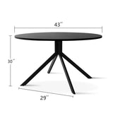 Jones 43" Modern Black Round Dining Table