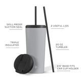 JoyJolt Vacuum Insulated Tumbler with Flip Lid and Straw