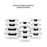 12 Glass Storage Containers with Leakproof Lids Set