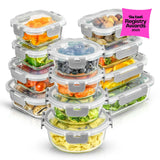 12 Glass Storage Containers with Leakproof Lids Set