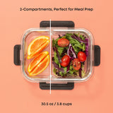 2-Sectional Glass Food Storage Containers
