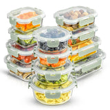 12 Glass Storage Containers with Leakproof Lids Set