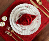 Red Napkins - Floral Napkins