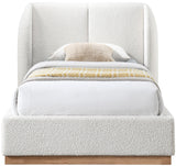 Jardin Wingback Bed - Luxurious Boucle Upholstered Design with Natural Oak Finish for Modern Elegance
