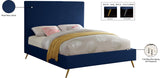 Jasmine Contemporary Velvet Bed with Chic Metal Legs - Stylish Minimalist Design for Modern Homes