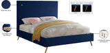 Jasmine Contemporary Velvet Bed with Chic Metal Legs - Stylish Minimalist Design for Modern Homes