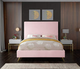 Jasmine Contemporary Velvet Bed with Chic Metal Legs - Stylish Minimalist Design for Modern Homes