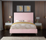 Jasmine Contemporary Velvet Bed with Chic Metal Legs - Stylish Minimalist Design for Modern Homes