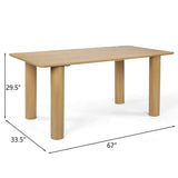 Johson 67" Modern Solid Oak Rectangle Dining Table
