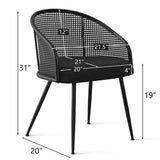 Jules Upholstered Rattan Dining Chair with Arms (Set of 2)