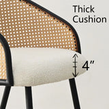 Jules Upholstered Rattan Dining Chair with Arms (Set of 4)