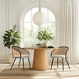 Jules Upholstered Rattan Dining Chair with Arms (Set of 2)