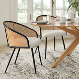Jules Upholstered Rattan Dining Chair with Arms (Set of 4)