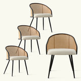 Jules Upholstered Rattan Dining Chair with Arms (Set of 4)