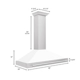 ZLINE 48" Stainless Hood, White Matte, Stainless Handle KB4STX-WM-48