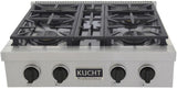 Kucht 30" 4 Burners Stainless Propane Cooktop, KFX309T/LP-K