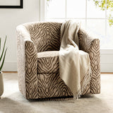 Pablo Modern Swivel Barrel Chair with Upholstered Fabric & Metal Base