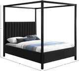 Kelly Canopy Bed in Rich Boucle Fabric with Matte Black Iron Frame - Elevate Your Bedroom Sanctuary