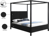 Kelly Canopy Bed in Rich Boucle Fabric with Matte Black Iron Frame - Elevate Your Bedroom Sanctuary