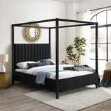 Kelly Canopy Bed in Rich Boucle Fabric with Matte Black Iron Frame - Elevate Your Bedroom Sanctuary