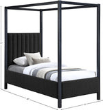 Kelly Canopy Bed in Rich Boucle Fabric with Matte Black Iron Frame - Elevate Your Bedroom Sanctuary